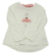 Smetanovo-růžové triko s baletkou a mašlí 