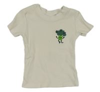 Smetanové žebrované tričko s brokolicí Ergee