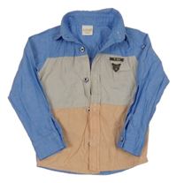 Modro-béžovo-meruňková košile 