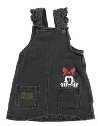 Tmavošedé riflové laclové šaty s Minnie Disney