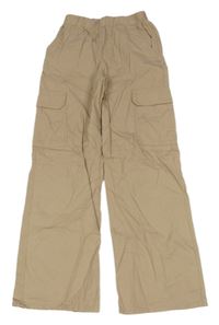 Béžové plátěné široké cargo kalhoty H&M