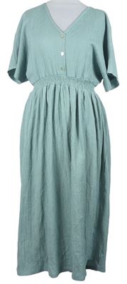 Dámské světlemodré vzorované midi košilové šaty Pull&Bear 