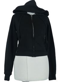 Dámská černá crop propínací mikina s kapucí H&M