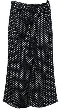 Dámské černé puntíkované culottes kalhoty s páskem F&F