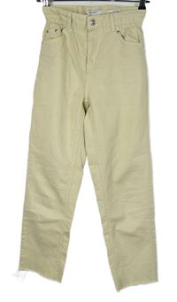 Dámké béžové crop straight rifle Bershka 