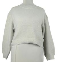 Dámský šedý chlupatý crop svetr H&M