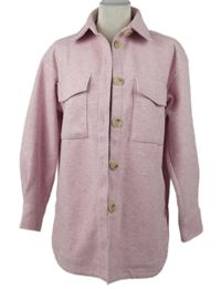 Dámská růžová flaušová košilová bunda H&M