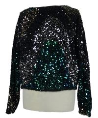 Dámská černo-barervná sametová flitrová mikina Et Vous 