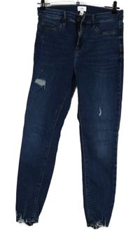 Dámské tmavomodré skinny kotníkové rifle s prošoupáním River Island 