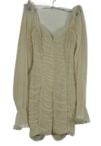 Dámské smetanové vzorované tylové řasené minišaty 