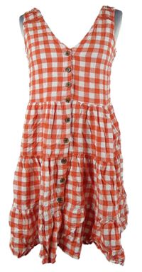 Dámské červeno-bílé kostkované lněné šaty Next 
