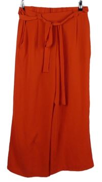 Dámské červené culottes kalhoty s páskem 