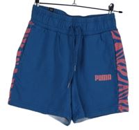 Dámské modro-růžové teplákové kraťasy s logem Puma 