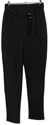Dámské černé proužkované kalhoty s páskem Select 