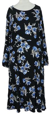 Dámské černo-modré květované šaty Bonmarché 