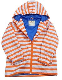 Oranžovo-bílá pruhovaná nepromokavá jarní bunda s kapucí Kuniboo