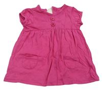 Neonově růžové bavlněné šaty s knoflíčky Matalan