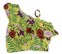 Žlutá crop halenka s kytičkami River Island