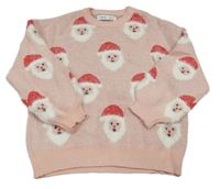 Světlerůžový svetr se Santa Clausem Shein