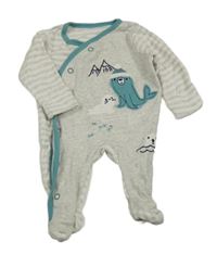 Šedo-bílý pruhovaný overal s tuleni Nutmeg