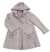 Lila semišový zateplená kabátek s výšivkami a kapucí 