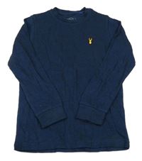 Tmavomodré melírované triko s nášivkou Next