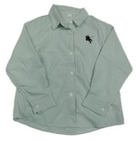 Zeleno-bílá pruhovaná halenka s výšivkou 