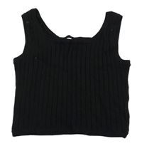 Černý žebrovaný úpletový crop top H&M
