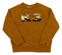 Medová mikina s překlápěcími fitry 