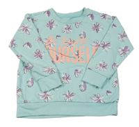 Světlemodrá mikina s květinami a nápisem Dunnes Stores