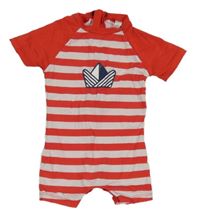 Červeno-bílo pruhovaný UV overal 