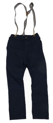 Tmavomodré kalhoty s kšandami H&M