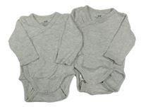 2 x body - šedo-bílé pruhované zavinovací H&M