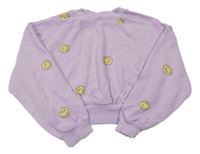 Lila crop mikina se smajlíky H&M