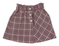 Růžovo-černá vzorovaná sukně s knoflíky Primark