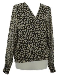 Dámská béžovo-černá vzorovaná šifonová halenka Exrlosion