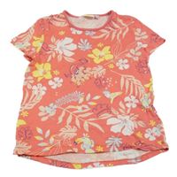 Růžovo-barevné květované tričko s papoušky ZN. nkd