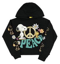 Černá crop mikina se Snoopym a kapucí 