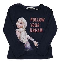 Tmavomodré triko s Elsou H&M