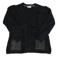 Černý pletený chlupatý cardigan H&M