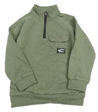Khaki mikina s kapsou a stojáčkem Matalan