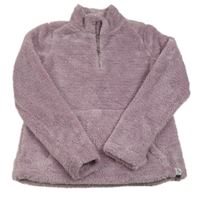 Lila třpytivá chlupatá mikina se stojáčkem