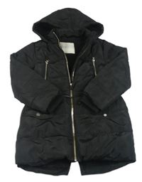 Černá šusťáková zimní parka s kapucí 