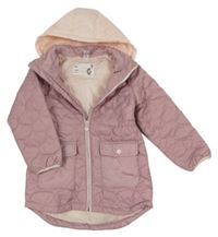 Lila prošívaná šusťáková zateplená bunda s kapucí Dopodopo