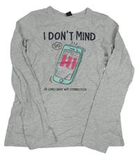 Šedé triko s telefonem Y.F.K.