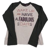 Světlerůžovo-tmavošedé crop triko s nápisy C&A