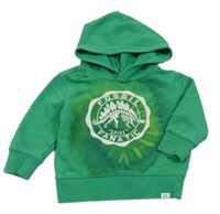 Zelená batikovaná mikina s potiskem a kapucí GAP