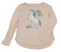 Světlerůžové triko s jednorožcem H&M