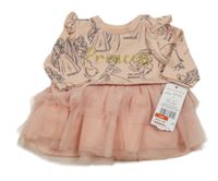 Nové - Růžové teplákovo/tylové šaty s princeznami a volánky Disney