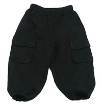 Černé šusťákové cargo kalhoty Shein